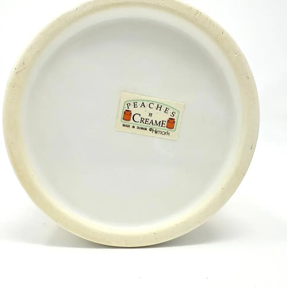 Vtg 80s Himark Peaches N Cream Cow Canister Utensils Trivet NOS Cottagecore